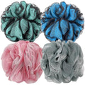 DadyMart Bath Shower Loofah Sponge 60g Bath Mesh Pouf Shower Ball Body Scrubber Exfoliating Bath Sponge for Women and Men, Set of 4, Blue - style: Blue