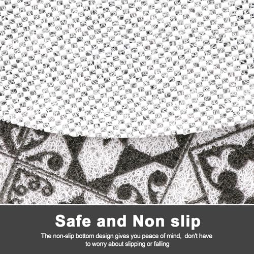 Shower Mat Non Slip, Round Shower Mat for Inside Shower with Drain Hole in Middle, Non Slip Bathtub Mat, Fast Drying Bath Tub Mats, Loofah Mat for Standing Shower Stall, Quick Drying - color: Black Mosaic, size: 24" (Round)