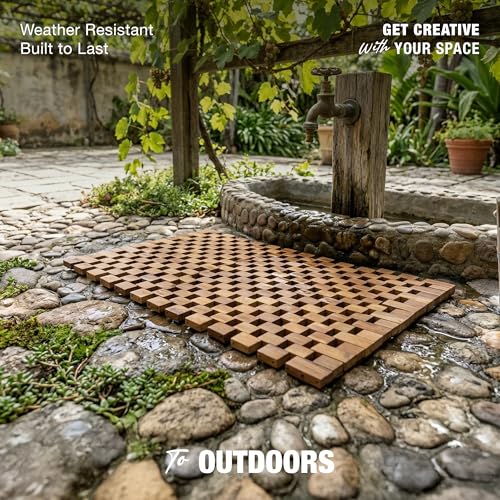 Acacia Wood Bath Mat - Non Slip Sturdy Wooden Bathroom Mat - Large Outdoor Shower Mat for Indoor & Outdoor Shower, Spa, Sauna, Cold Plunge, Camping 16" x 24" - size: 23.6" x 15.7" (Rectangular)