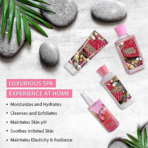Bath and Body Gift Set Cotton Candy, 3 Fl Oz, 4-Piece Spa Collection with Body Lotion, Shower Gel, Body Cream, Travel Size Spa Set, Body Care kit for Birthday Mother's Day Chirstmas Gifts