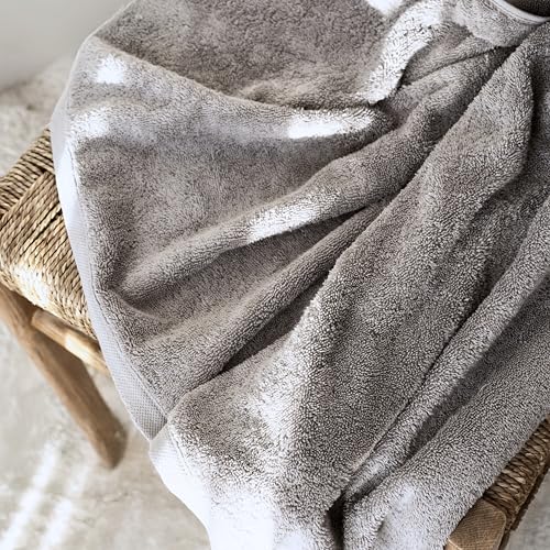 SALBAKOS 100% Turkish Cotton Bath Towel Set of 4, 27x54 inch | Premium Quality | Hotel & Spa Collection | Soft, Super Absorbent, Long Lasting Bath Towels | Made in Turkey (Silver, 4 Bath Towels) - color: Silver, size: 4 Bath Towels