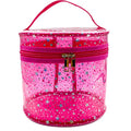 Waterproof Pink Star PVC Makeup Bag - 7.1x6.3in Barrel Cosmetic Organizer with Zipper, Portable Toiletry Pouch for Women & Men (Pink) - color: Pink