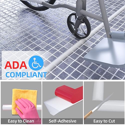 Duzzy 75 Inch Collapsible Shower Water Dam, Shower Threshold Water Stopper Barrier and Retention System and Keeps Water Inside Threshold Dry and Wet Separation, Suitable for Bathroom & Kitchen - color: Translucent, style: 75 Inch