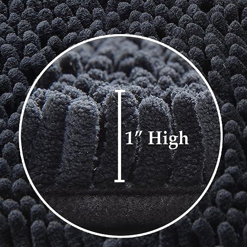 Bathroom Rugs Sets 4 Piece, Extra Soft Absorbent Chenille Bath Rugs, Non Slip Rubber Backing Machine Washable Quick Dry Bath Mats for Bathroom Floor, Tub, Shower, Home Decor Accessories, Black - color: Black