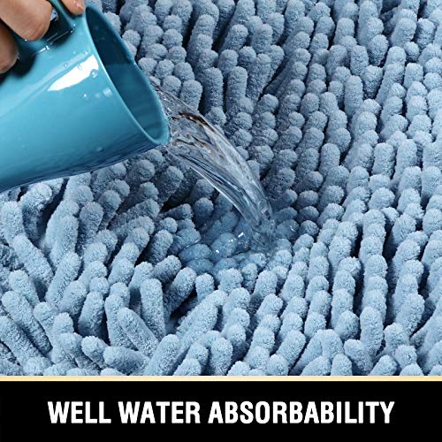 H.VERSAILTEX Bath Mats - Non Slip Luxury Chenille Bathroom Rugs, Extra Soft Absorbent Shaggy, Washable Fast Dry 2 Piece (Cool Blue, 20" x 32"/17" x 24") - color: Cool Blue, size: 20" x 32" Plus 17" x 24"