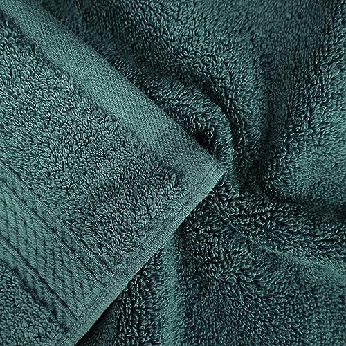 BLUENILEMILLS BNM Madeline Egyptian Cotton Heavyweight Towels, Ideal for Shower, Spa, Hotel, 800 GSM, Face/Washcloths, Hand Towels, Bath Towels, Highly-Absorbent, Luxury, 9 Piece Towel Set, Teal - color: Teal, size: 9-Piece Towel Set