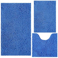 Bathroom Rugs Chenille 3-Piece Extra Soft and Absorbent Shag Bathroom Rugs, Machine Wash Mat, Strong PVC Non-Slip Underside, Plush Carpet Mats (Snow Cyan) - color: Snow Cyan, size: 2'8" x 1'8" (16x24"+20x32"+20x20"U shape）