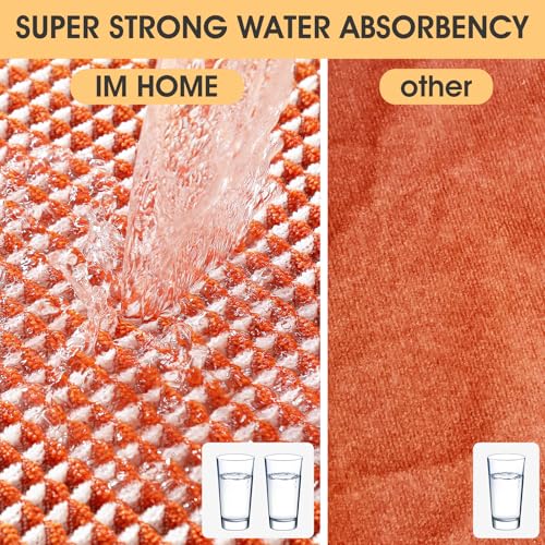 IM HOME Waffle Bath Mat Orange & Cream 24"x17", Boho Woven Modern Bath Mat Rugs, Absorbent Non Slip Bathroom Rugs, Soft Washable Bath Rugs with Tassels for Bathroom, Bedroom, Kitchen, Shower, Tub - color: Orange & Cream, size: 1'5" x 2' (Rectangular)
