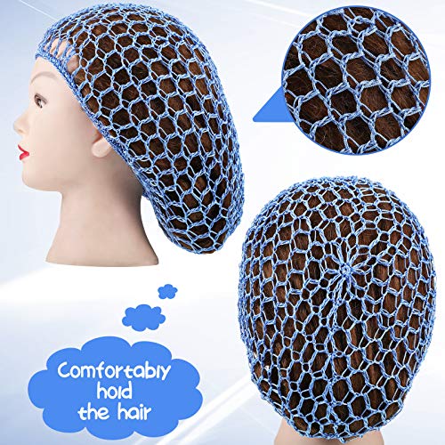 Geyoga 6 Pieces Hair Net Snoods for Women Sleeping Mesh Soft Rayon Knit Crochet Hairnet Long Short Curls Hair Cover Accessory (Pink, Blue) - color: Pink, Blue