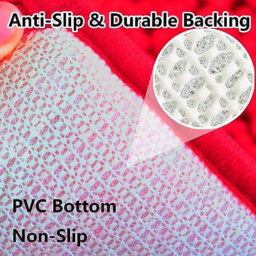 BOANKODU Bathroom Rugs Chenille 3-Piece Extra Soft and Absorbent Shag Bathroom Rugs, Machine Wash Mat, Strong PVC Non-Slip Underside, Plush Carpet Mats (Red) - color: Red, size: 2'8" x 1'8" (16x24"+20x32"+20x20"U shape）