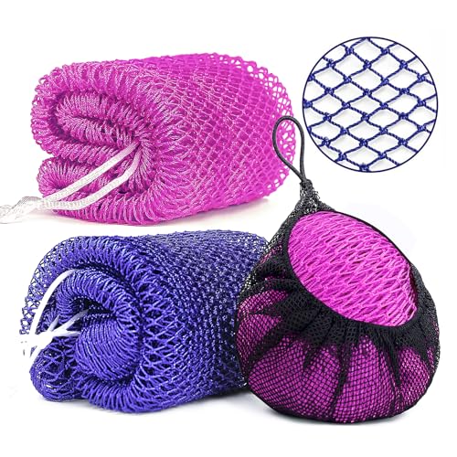 2 Pack African Net Sponge Exfoliating Body Scrubber Bath Sponge for Daily Use (Navy Blue+Indigo) - color: Navy Blue+indigo