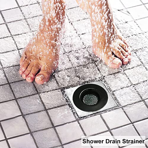 Seatery 1.75" Bathtub Drain Strainers, Shower Drain Hair Catchers, Stainless Steel Drain Filter Cover for Bathroom Laundry Floor Drain, Fit for 1.75"-3.0" Drain Hole Black - size: 1.75 inch