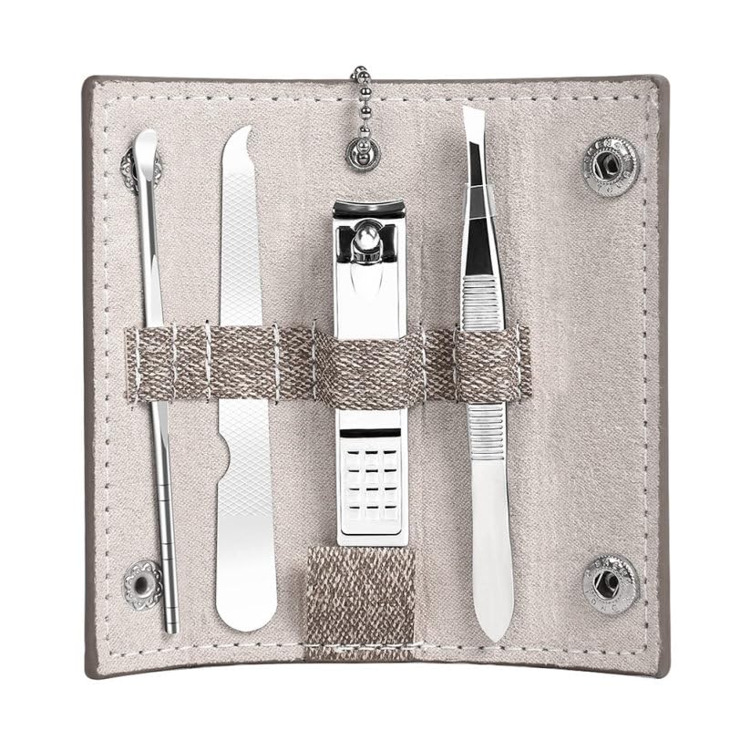 BESTYASH Nail Clipper Set with Nail File Eyebrow Tweezers & Ear Pick in Portable Storage Case Stainless Steel Manicure Tool Kit for Home and Travel Care
