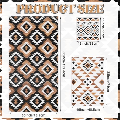 Moukeren Set of 3 Western Aztec Bath Towels Western Vintage Themed Bath Towel Hand Towel and Washcloth Soft Rustic Decorative Towels for Bathroom Kitchen Hotel Gym Spa - style: Western Aztec