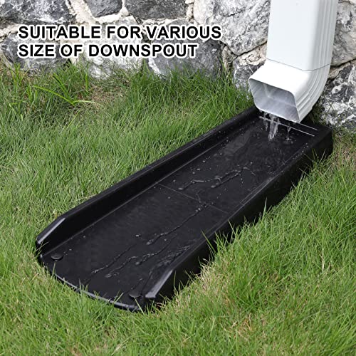 plusgutter Rain Gutter Downspout Splash Block, Gutter Downspout Extensions for Water Drainage, 24" Gutter Splash Guards Downspout Extender, Fixable Down spout Drain Trays with PE Nails(1 Pack, Black) - color: Black