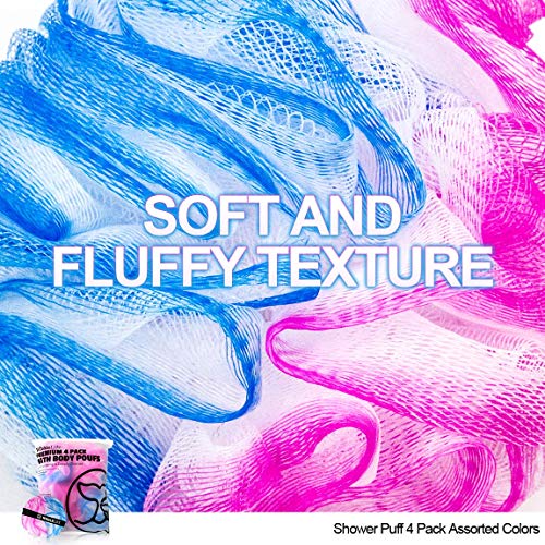 Loofah Sponge Bath Sponge for Women Men 4 Pack (Blue Pink Conbine) - style: Blue Pink Conbine