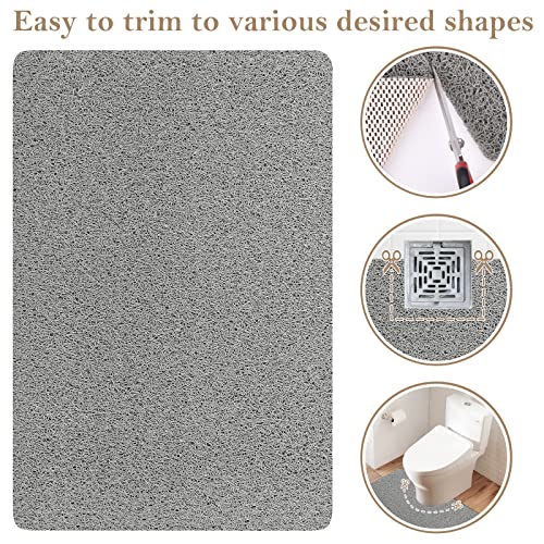 Shower Mat Bathtub Mat Non-Slip,47x16 inch, Soft Tub Mat with Drain,PVC Loofah Bath Mat (Phthalate Free) for Tub and Bathroom,Quick Drying,Grey - color: Grey, size: 47" x 16" (Rectangular)
