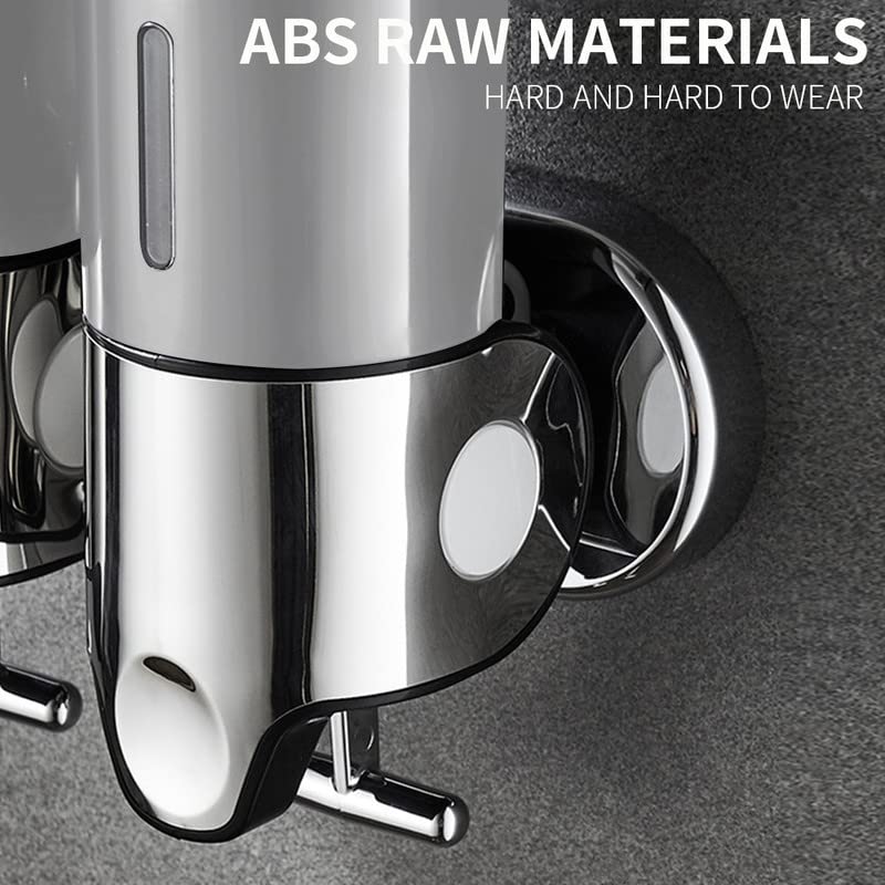 No-Drill 3 Pack 500ml Wall Mounted soap Dispenser for Bathroom and Kitchen, Shampoo and Conditioner Dispenser Drill Free with Adhesive(Round-Silve) - color: Silver-1