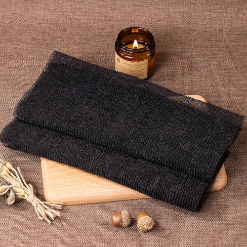 Yiclick Exfoliating Washcloth Towel- Exfoliating Body Scrubber Exfoliator, Back Scrubber for Shower Bath, Exfoliate Rags Wash Cloths, Loofah Lufa Sponge, Body Scrub & Exfoliation Women Men - color: Coal