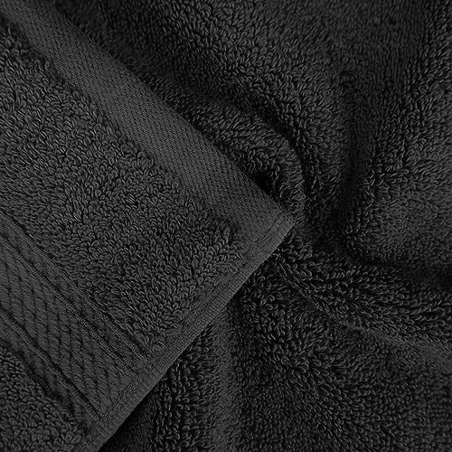 BLUENILEMILLS BNM Madeline Egyptian Cotton Heavyweight Towels, Ideal for Shower, Spa, 800 GSM Bath Towels, Highly-Absorbent, Luxury Bathroom Essentials, Ultra-Soft Plush, Bath Towel Set of 4, Black - color: Black, size: Bath Towel 4-Pack