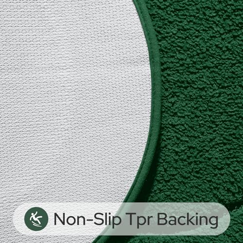 HOMEIDEAS Bathroom Rugs Sets 2 Piece, Soft Bathroom Mats and Absorbent Microfiber Machine Washable Bath Mats for Shower Room, Bathtub, Kitchen (20" x 32" + 16" x 24", Dark Green) - color: Dark Green