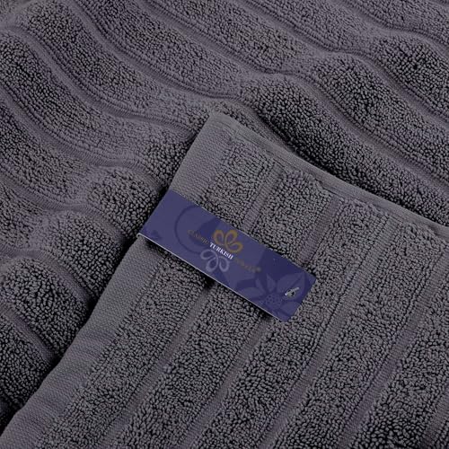 Classic Turkish Towels CTT - Luxury 6 Piece Towel Set, 100% Turkish Cotton, Absorbent & Comfy, 2 Bath Towels, 2 Hand Towels & 2 Washcloths | (Grey) - color: Grey, size: 6-Piece Towel Set