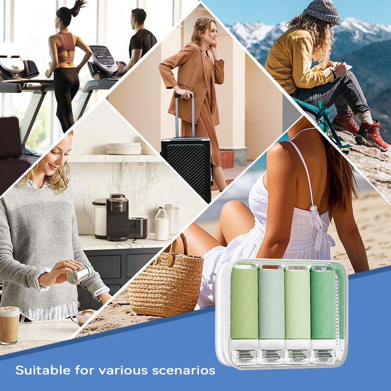 5 packs of toiletries travel bottles, TSA Approval silicone travel containers, leak proof refillable shampoo and conditioner are essential for travel, fitness, business trips, office use(green) - color: Green