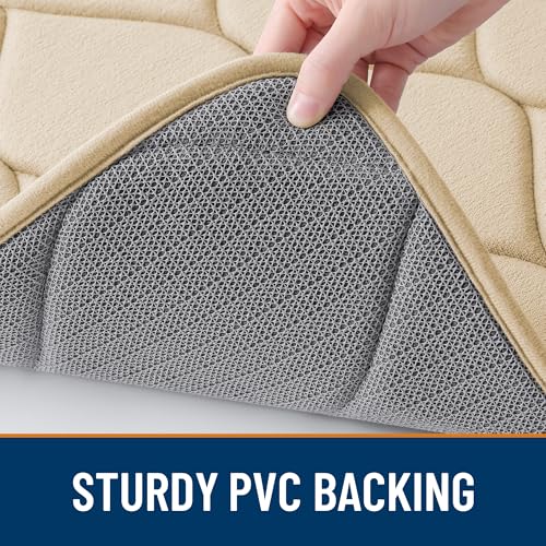 Smiry Memory Foam Bath Mat 70''x24'', Ultra Soft Non-Slip Bathroom Rug, Plush Water Absorbent Quick Dry and Machine Washable Floor Mat for Shower, Tub & Home Decor, Beige - color: Beige, size: 70''x24''