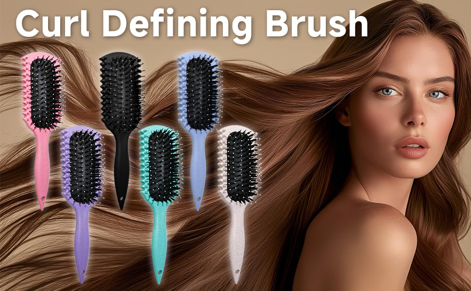 Curl Defining Brush, Curly Hair Brush Products With 3 Pcs Slick Back Hair Brush Set Bristle Brush Edge Control Teasing Comb for women (Pink) - color: pink