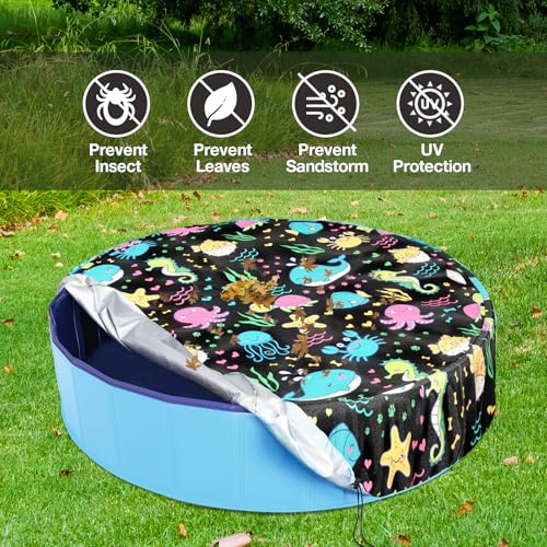 Foldable Round Dog Swimming Pool Cover, for 32 "/63“/48” Collapsible Outdoor Tub, PVC Coating Waterproof and UV Protection, Leakproof Washable Kiddie Pet Small Paddling Bath Accessories - size: XL-71*12 inch
