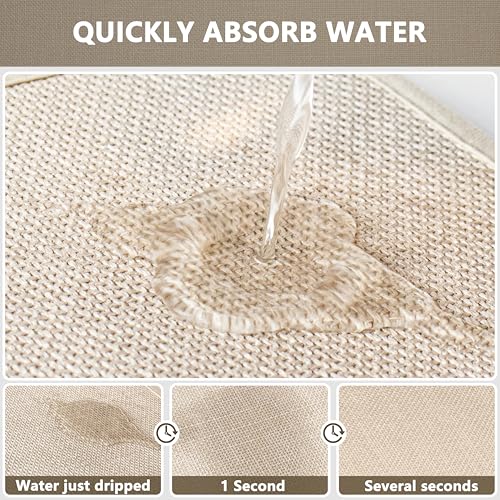 Large Bathroom Rugs Runner Non Slip Bath Mat 17" x 47", Quick Dry Bath Mat, Machine Washable Bathroom Rugs, Beige, Thin Bath Mat - color: Light Beige, size: Runner(17"x47")