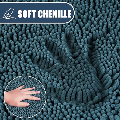 Bathroom Rugs Sets 3 Piece with Adjustable Toilet Seat Cover 19.5"x 18.5" Machine Washable Bath Rug Set with TPR Non Slip Rubber Backing Solid Bath Mat Set for Luxury Bathroom Decoration - color: Fog Blue