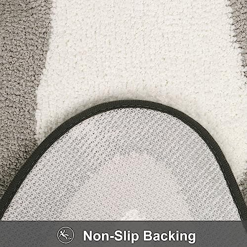 HAOCOO Microfiber Bathroom Runner Rug, 18x47 inch Non Slip Long Rug Runner, Washable Luxury Soft Absorbent Carpet Funny Decor for Shower Kitchen Entryway Bedroom Black/Grey - color: Grey, size: 18x47 inch (Irregular)