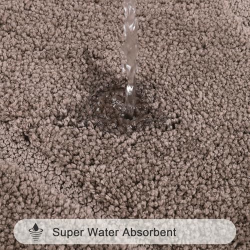 HEBE Bathroom Rugs Sets 5 Piece, Soft Absorbent Microfiber Bath Mat for Bathroom, Non Slip Washable Bath Rug Set with Toilet Cover, Bath Runner and U-Shaped Contour Toilet Rug, Coffee - color: Brown, size: 18"x26"+20"x32"+20"x48"+U20"x24"+Cover19"x21"