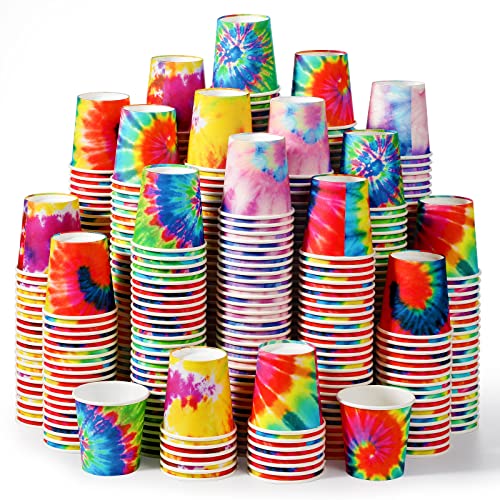 Tiamon 500 Pack 2 oz Paper Cups, Mini Mouthwash Disposable Bathroom Small Paper Drinking Espresso Cups for Home Office Travel Picnic Party Supplies(Tie Dye) - style: Tie Dye