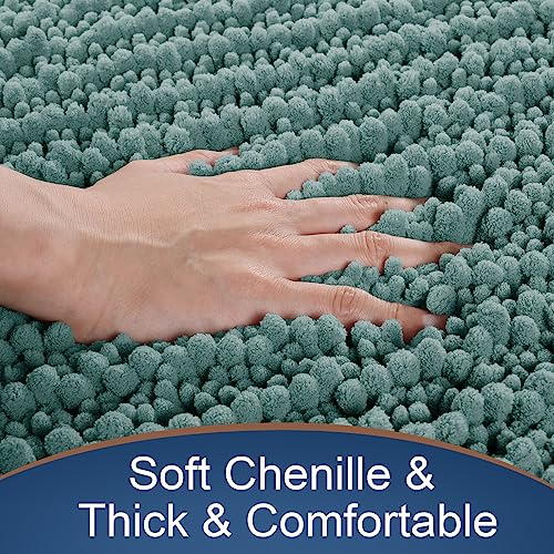 Yimobra Bathroom Rugs Non Slip Washable - Ultra Soft Absorbent Chenille Bath Mat, Quick Dry Shaggy Floor Carpet for Tub Shower, Grayish Green Home Decor Accessories, 24x17 Inch - color: Grayish Green, size: 24" X 17"