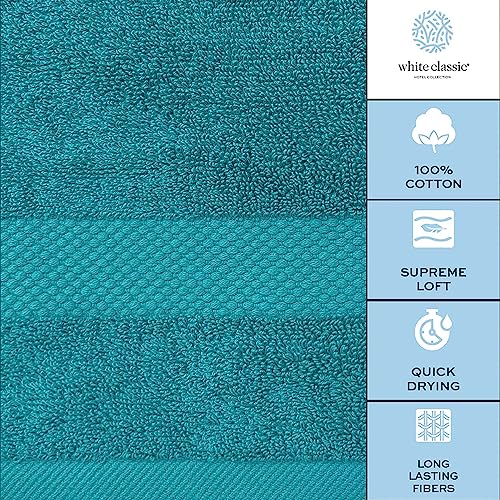 White Classic Luxury Bath Towels Set of 4 Large - 700 GSM Cotton Ultra Soft Bath Towels 27x54 | Highly Absorbent and Quick Dry | Hotel Towels for Bathroom Luxury, Plush Shower Towels, Aqua - color: 13: Aqua