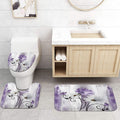 Rustic Farmhouse Bath Mat Set, Farm Purple Daisy Floral Flowers and Butterfly on Country Wooden Bathroom Mat Set with Non-Slip Bath Rug, Soft Toilet Lid Cover and Contour Mat, Grey(Purple) - color: Purple