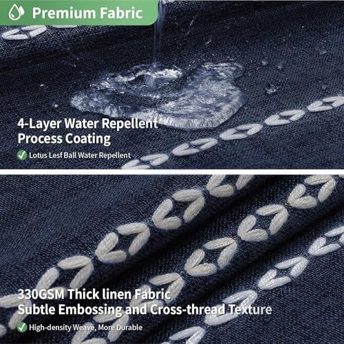 eachope No Hook Boho Farmhouse Shower Curtain with Snap-in Liner Set,Linen Rustic Heavy Duty Striped Fabric Shower Curtain with Tassel,Hotel Style Cloth Shower Curtains for Bathroom,Navy Blue,71x74 - color: Navy Blue, size: 71"W x 74"L (Pack of 1)