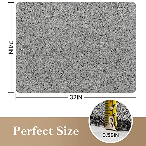 Shower Mat Bathtub Mat Non-Slip,32x24 inch, Soft Tub Mat with Drain,PVC Loofah Bath Mat (Phthalate Free) for Tub and Bathroom,Quick Drying,Grey - color: Grey, size: 32" x 24" (Rectangular)