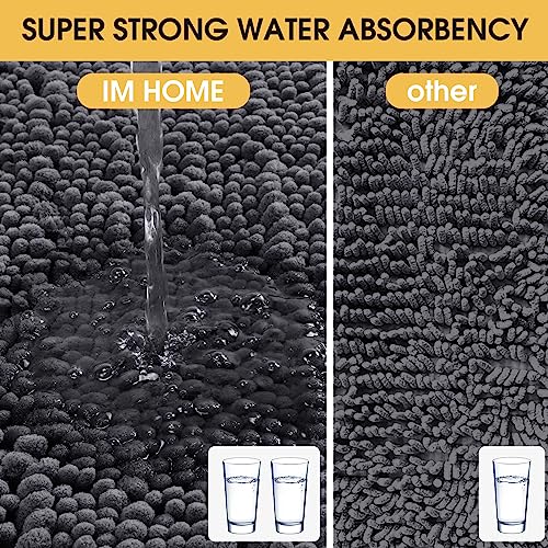 Upgrade Luxury 2 Piece Dark Gray Toilet Bathroom Rug Mat U Shape 24"x20"+48"x20", Ultra Soft Thick Absorbent Bath Mats, Non Slip Chenille Toilet Mat for Bathroom, Bedroom, Kitchen, Shower, Tub - color: Dark Gray, size: U Shape24" X 20" plus 20" X 48"