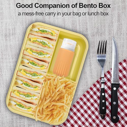 QUMMFA 5Pcs Condiment Squeeze Bottles for Sauce, Silicone 2 OZ Salad Dressing Container To Go, Leakproof Sauce Containers for Lunch Box, Travel Size BPA-Free Dressing Bottle (with cleaning brush) - style: Vertical stripes