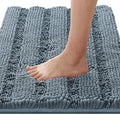 H.VERSAILTEX Bath Rug Non Slip Chenille Striped 17" x 24" Absorbent Soft Shaggy Washable Dry Fast Bath Mat - Stone Blue - color: Stone Blue, size: 17" x 24"