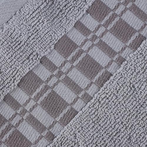 Superior 3-Piece Cotton Towel Set, Geometric Design, Dobby Border, Plush Quick Dry Towels, Decorative Bathroom, Spa, Includes 1 Bath, 1 Hand, 1 Face Towel/Washcloth, Larissa Collection, Chrome - color: Chrome, size: 3 Piece Towel Set