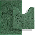 BOANKODU Bathroom Set - 2 Piece Soft Chenille Bath Rugs, Non-Slip, 32x20 + 20x20 Inch U Shape, Machine Washable (Dark Green) - color: Dark Green, size: 20" x 32" + 20" x 20" (U-Shape)
