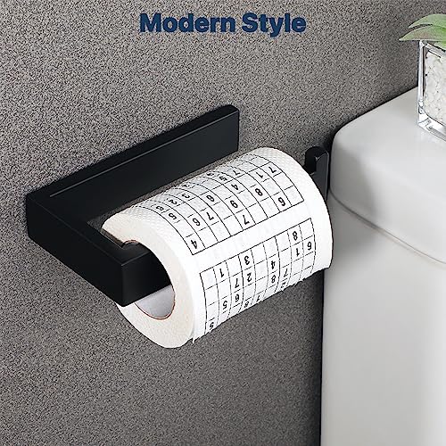 Sayayo Matte Black Toilet Paper Holder Wall Mount, RV Toilet Tissue Holder for Bathroom Tp Holder Square, SUS304 Stainless Steel 6 Inch - color: Black - Drilling