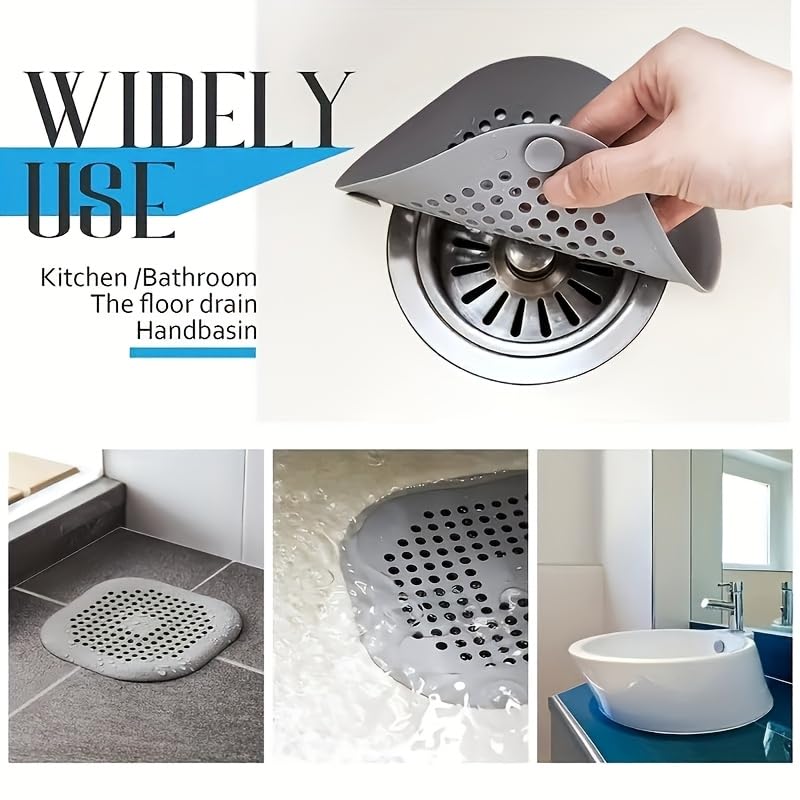 3Pack Silicone Drain Strainer Hair Catcher Bathroom Home Daily Use