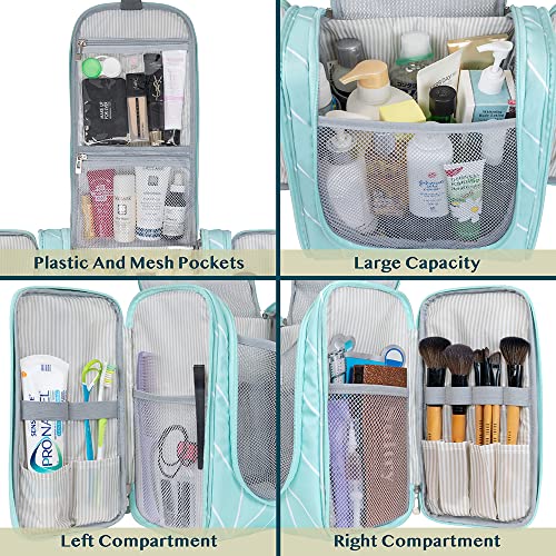 PAVILIA Extra Large Toiletry Bag Travel Bag for Women Men, Hanging Cosmetic Organizer, Water Resistant Makeup Bag for Accessories Toiletries, Travel Essentials Kit (Teal Chevron) - color: Teal Chevron, size: Extra Large (12x6x12.5)