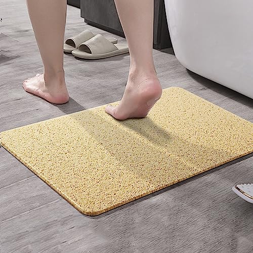 Asvin Soft Textured Bath, Shower, Tub Mat, 35x16 Inch, Phthalate Free, Non Slip Comfort Bathtub Mats with Drain, PVC Loofah Bathroom Mats for Wet Areas, Quick Drying - color: Beige, size: 35" x 16" (Rectangular)