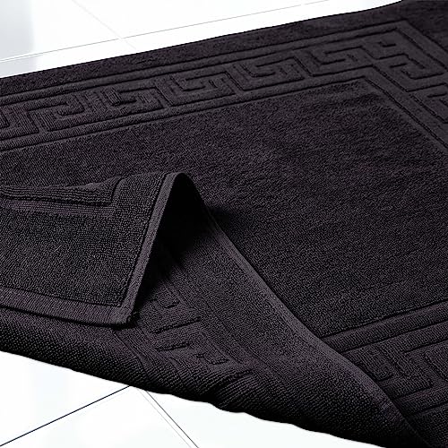 Superior Heavyweight Cotton Bath Mats, Bath Rugs For Bathroom Accessories, Washable Rug For Shower, Bath, Toilet, Modern Decor, No Backing, Luxury Hotel And Spa Quality, Set of 2, 22" x 35", Black - color: Black, size: 22" x 35" (Set of 2)